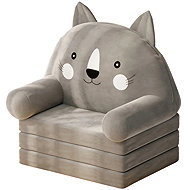 LEAN Toys 24913 Folding children's armchair - cat, three levels, 56 × 50 cm, grey - Children's Chair