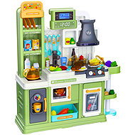LEAN Toys 28019 Interactive 64-piece children's kitchen - water, steam and changing food, green - Play Kitchen