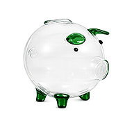 Verk 27693 Glass piggy bank with green details - Piggy Bank
