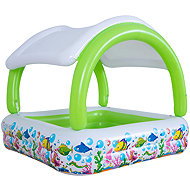 SunClub 51016 Inflatable garden pool with roof 143 × 143 cm, fish - Children's Pool