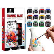 Kolorits Large Ceramic Paint Set with Brush 13 pcs - Glass Paints
