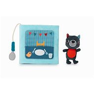 Lilliputiens - Textile Book with Finger Puppet - Louis the Wolf Learning to Eat - Cloth Book