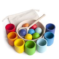 Ulanik Montessori dřevěná hračka "Rainbow: balls in cups" - Vzdělávací sada