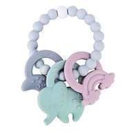 Elpinio silicone teether elephant, rainbow and moon - blue - Baby Teether