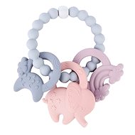 Elpinio silicone teether elephant, rainbow and moon - pink - Baby Teether