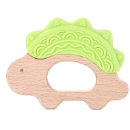 Elpinio wooden teether with silicone dinosaur - green - Baby Teether