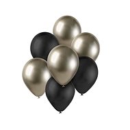 Set of latex balloons - chrome prosecco, black 7 pcs - 30 cm - Balloons