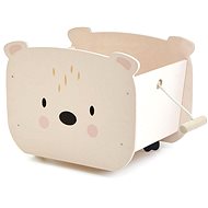 Wooden Toy Storage Box Tender Leaf Pull Along Bear Cart - Storage Box