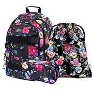 School backpack set Baagl skate Flowers - 3 pieces - School Set