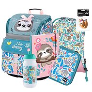 Baagl Zippy Sloth School Bag Set for First Graders - 5 pieces with bottle - School Set