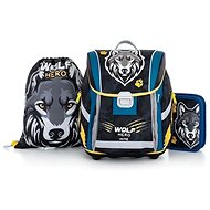 School briefcase in set for first graders Oxybag PREMIUM LIGHT Wolf - 3 pieces - School Set