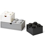 LEGO stolní boxy se zásuvkou Multi-Pack 3 ks - černá, bílá, šedá - Úložný box