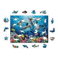 Woden City Drevené puzzle Šťastné delfíny 2 v 1, 200 dielikov eko - Puzzle