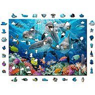 Woden City Drevené puzzle Šťastní delfíny 2 v 1, 1010 dielikov eko - Puzzle