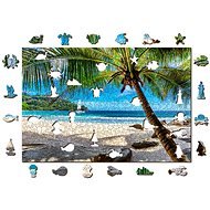 Woden City Dřevěné puzzle Pláž na Paradise Island, Karibské moře 2v1, 505 dílků eko - Puzzle