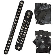 Widmann Biker / rocker set black with studs - Costume Accessory