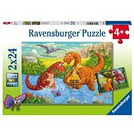 Ravensburger 050307 Játszó dinoszauruszok, 2x24 darabos - Puzzle
