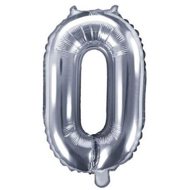 PARTYDECO Balloon foil numerals silver 35 cm - 0 (not helium filled) - Balloons