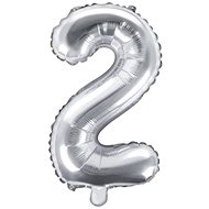 PARTYDECO Balloon foil numerals silver 35 cm - 2 (can not be filled with helium ) - Balloons