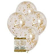 UNIQUE Balloons 30 cm, transparent with gold confetti, 6 pcs - Balloons