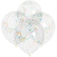 UNIQUE Balloons 30 cm, transparent with coloured confetti, 6 pcs - Balloons