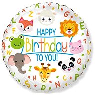 FLEXMETAL Foil balloon round animal - happy birthday - safari 48 cm - Balloons