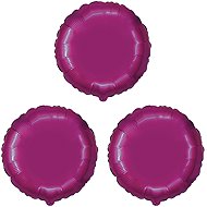 FLEXMETAL Foil balloon - round, metallic dark pink (fuchsia), 45 cm, 3 pcs - Balloons