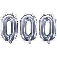 PARTYDECO Foil balloon - numeral 0 ( cannot be filled with helium ), silver, 35 cm, 3 pcs - Balloons