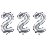 PARTYDECO Foil balloon - digits 2 ( not helium filled ), silver, 35 cm, 3 pcs - Balloons
