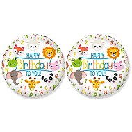 FLEXMETAL Foil balloon - animals / happy birthday / birthday / safari, 48 cm, 2 pcs - Balloons