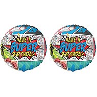 FLEXMETAL Foil balloon - round, comic / super birthday / birthday, 48 cm, 2 pcs - Balloons