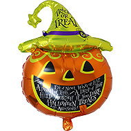 Guirca Halloween pumpkin cauldron with hat foil balloon 70cm - Balloons