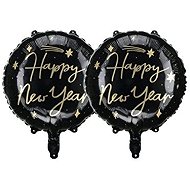 PARTYDECO Foil balloon - happy new year / New Year's Eve, black, 45 cm, 2 pcs - Balloons