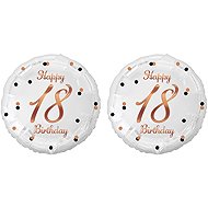 GoDan White foil balloon 18 years - happy birthday, pink and gold lettering, 45 cm, 2 pcs - Balloons