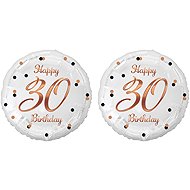 GoDan White foil balloon 30 years - happy birthday, pink and gold lettering, 45 cm, 2 pcs - Balloons