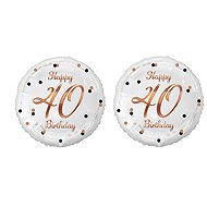 GoDan White foil balloon 40 years - happy birthday, pink and gold lettering, 45 cm, 2 pcs - Balloons