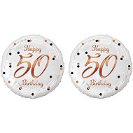GoDan White foil balloon 50 years - happy birthday, pink and gold lettering, 45 cm, 2 pcs - Balloons