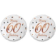 GoDan White foil balloon 60 years - happy birthday, pink and gold lettering, 45 cm, 2 pcs - Balloons