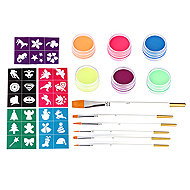 FunCo Children's Face Painting Kit with FLUORY Brushes 18 pcs - Face Paint