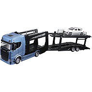 Bburago Scania 770S Blue with Porsche Macan 1:43 - Metal Model