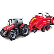 Bburago Massey Ferguson 8740S with baler 1:50 - Metal Model