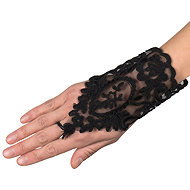 Boland Gloves black lace short with loop - Costume Accessory