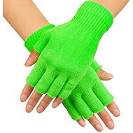 Boland Fingerless gloves neon green short - Costume Accessory