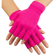 Boland Fingerless gloves neon pink short - Costume Accessory