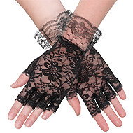 Boland Black lace gloves Paris - Costume Accessory