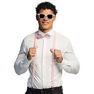 Boland Pink Glasses, Braces and Bow Tie Accessory Set - Costume Accessory