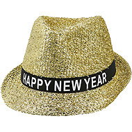 Boland 'Happy New Year' sparkly gold hat - Costume Accessory