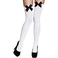 Boland White knee high socks with black bow - Costume Accessory