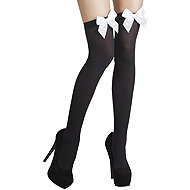 Boland Black knee high socks with bow - Costume Accessory