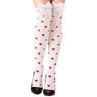 Widmann Women's white knee high socks with hearts and bow - Costume Accessory